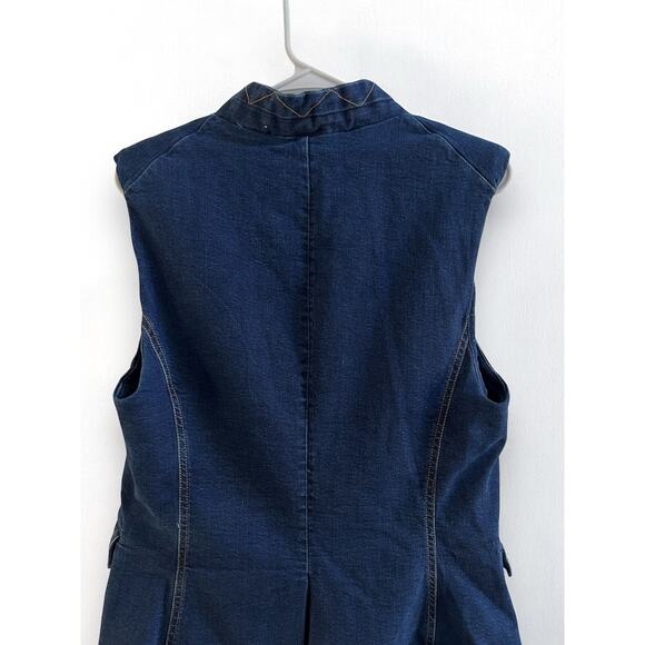 Avec Les Filles NWT Anthropologie Denim Double Breasted Sleeveless Vest Medium - Picture 7 of 11